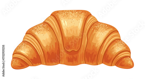 Delicious Golden Croissant Vector Illustration on White Background