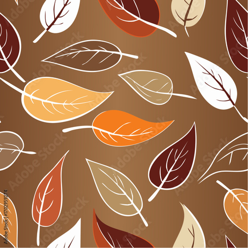 warm spiced cider minimalist leaf silhouette seamless pattern