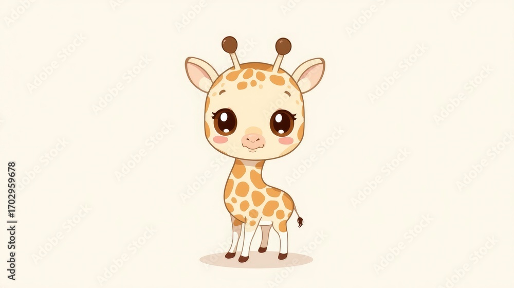 Naklejka premium Adorable Cartoon Baby Giraffe Illustration