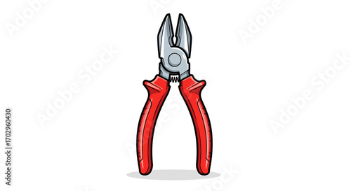 Red handled pliers centered on a clean white background