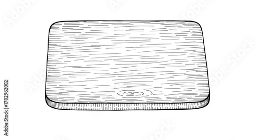 Simple Wood Cutting Board Hand Drawn Sketch Illustration