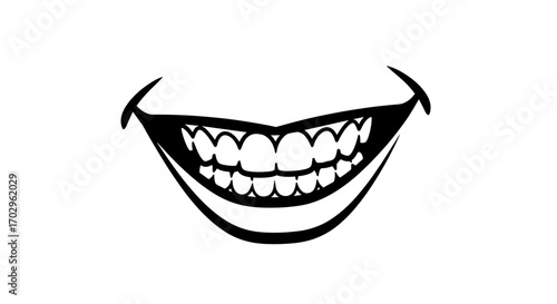 Menacing Grin: A Black and White Vector Illustration