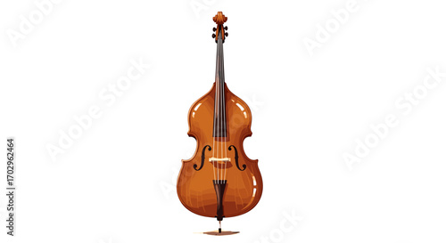 Elegant brown contrabass stands gracefully against pristine white background