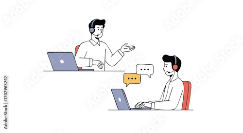 Professional business colleagues collaborating remotely, sharing ideas and solutions through online communication tools