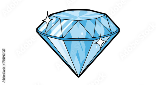 Sparkling Blue Diamond Jewel on a Clean White Background
