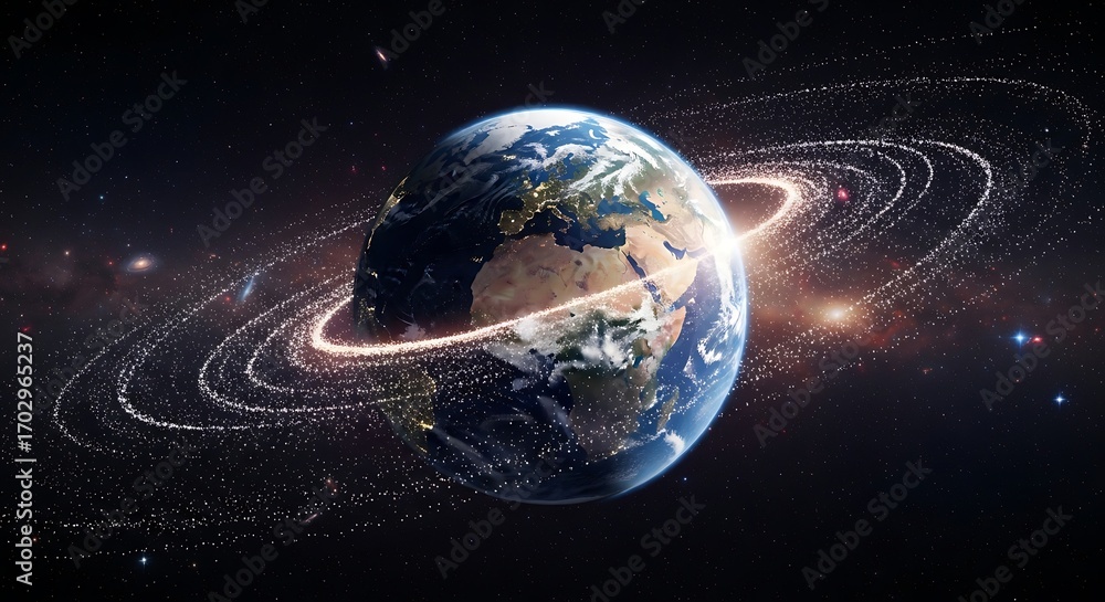 Obraz premium Global network and communication concept with planet Earth from space.