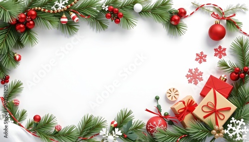 A Festive Christmas Decoration with Ornaments and Gifts