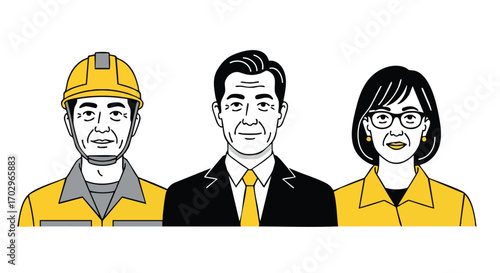 Diverse professional team portrait showing unity and expertise in business and construction settings.