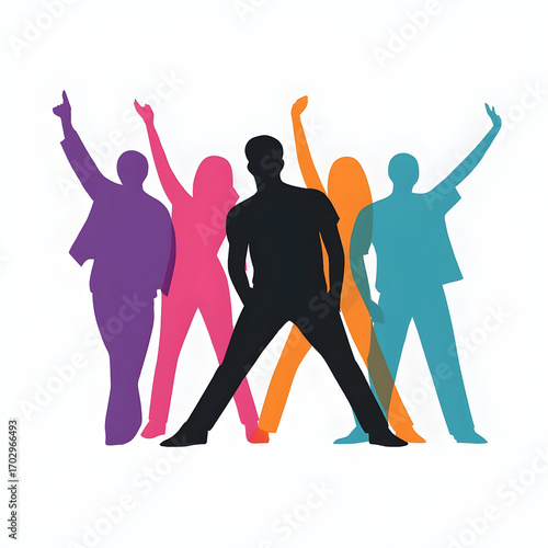 Colorful Silhouettes of Dancing People Group | Vector Illustration for Celebration, Party, Event Graphics and Website Design