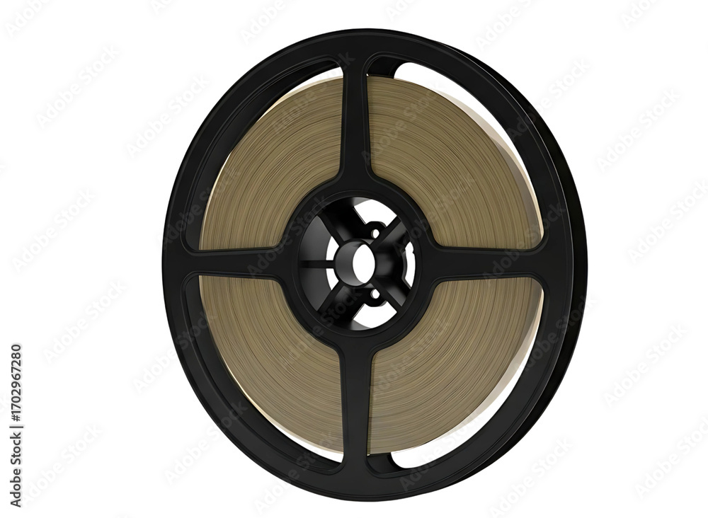 Fototapeta premium Vintage 8mm film reel isolated on transparent background