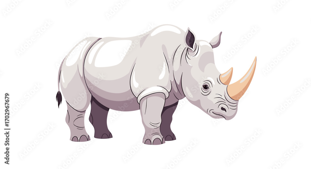 Fototapeta premium Realistic White Rhinoceros Illustration on White Background
