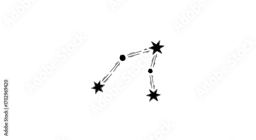 Simple Hand Drawn Constellation with Stars on Plain White Background