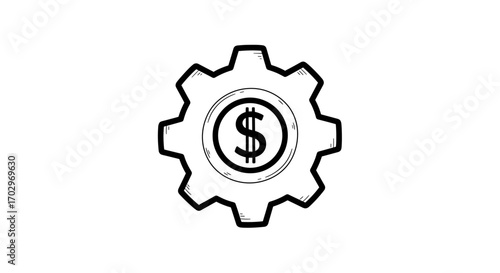 Financial Mechanism: Gear with Dollar Sign Symbolizing Economic Processes