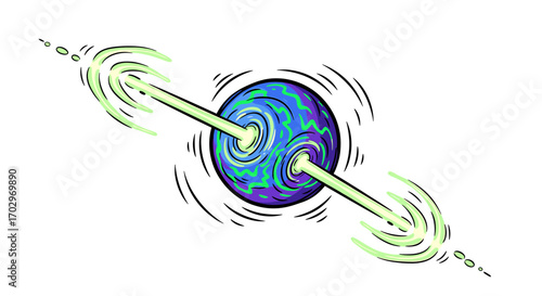 Artistic Depiction of a Powerful Beam Piercing Through a Vibrant Planet