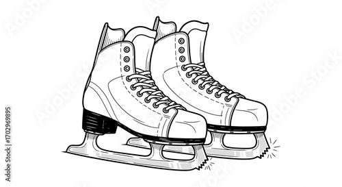 Artistic Inline Figure Skates Drawing for Winter Sports Illustration