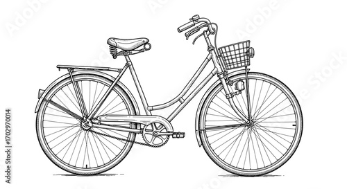 Elegant Vintage Bicycle Illustration with Classic Details and Retro Charm
