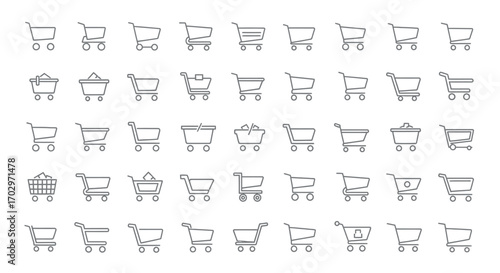 Shopping Cart Icons – Online Store, Basket, and E-commerce Symbol Collection