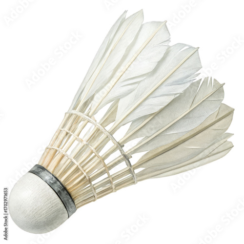 Watercolor White Badminton Shuttlecock Isolated on Transparent Background