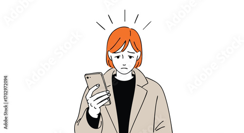 Worried woman receiving bad news on her smartphone with stressed expression