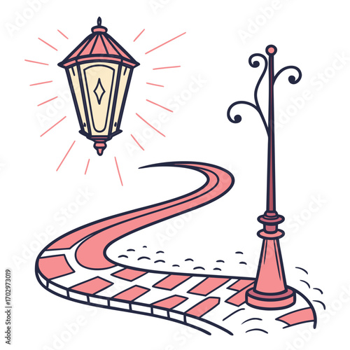 A Glowing Lantern on a Path