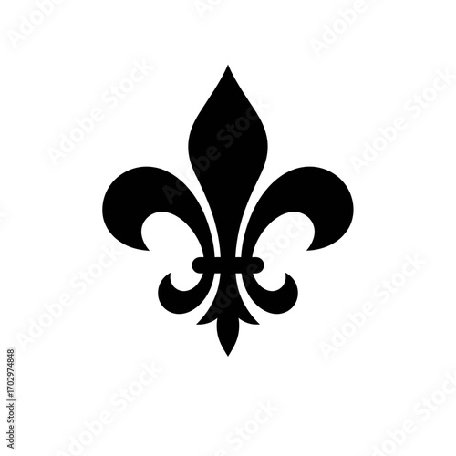 Fleur-de-Lis Icon – Classic Heraldic Symbol Black Silhouette Vector Design