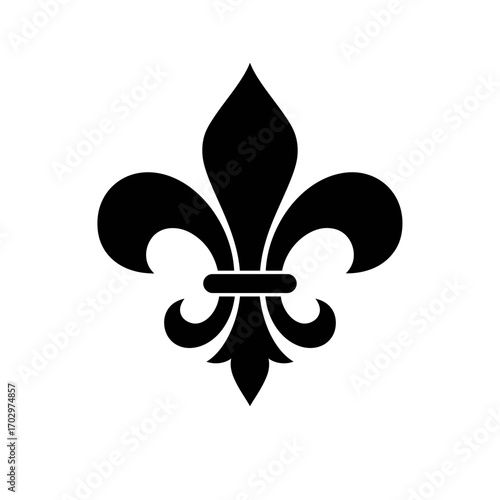 Fleur-de-Lis Icon – Classic Heraldic Symbol Black Silhouette Vector Design