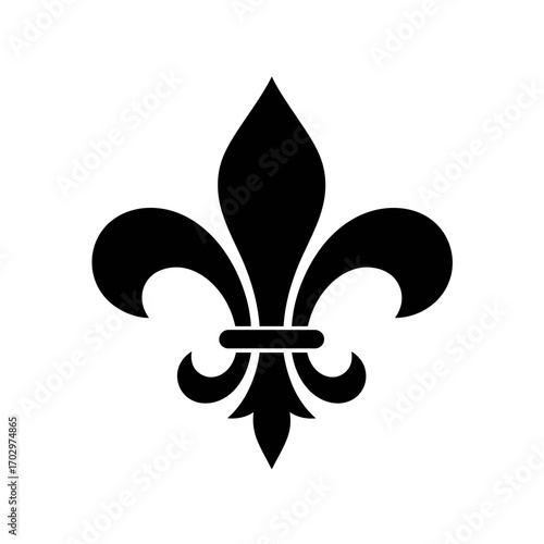 Fleur-de-Lis Icon – Classic Heraldic Symbol Black Silhouette Vector Design