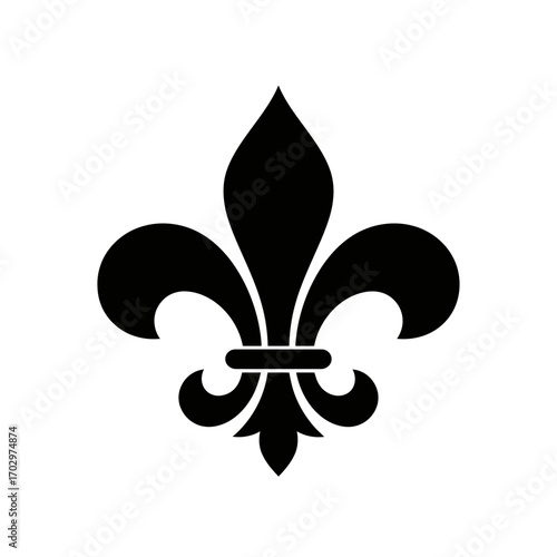 Fleur-de-Lis Icon – Classic Heraldic Symbol Black Silhouette Vector Design