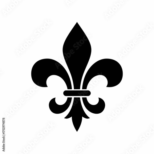 Fleur-de-Lis Icon – Classic Heraldic Symbol Black Silhouette Vector Design