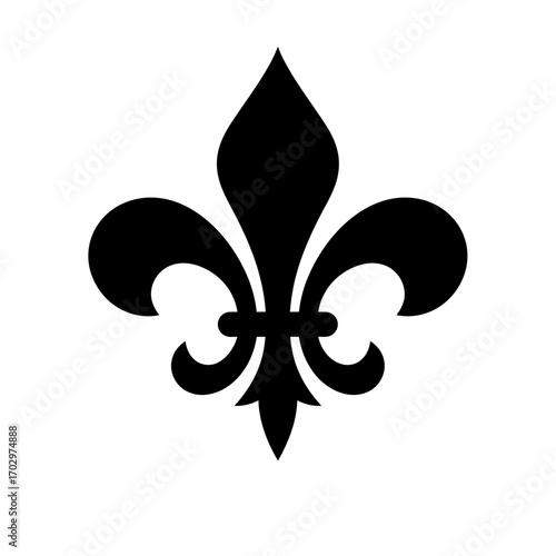 Fleur-de-Lis Icon – Classic Heraldic Symbol Black Silhouette Vector Design