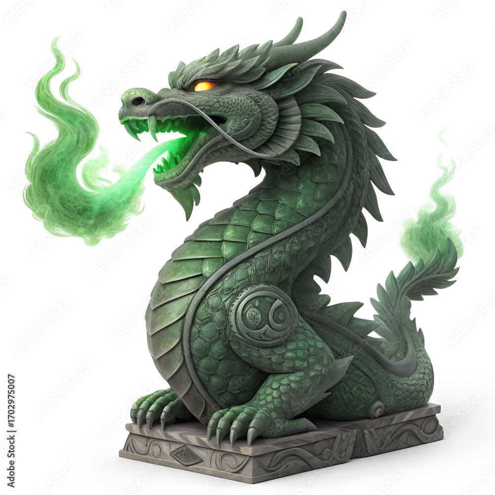 Fototapeta premium dragon statue isolated on white