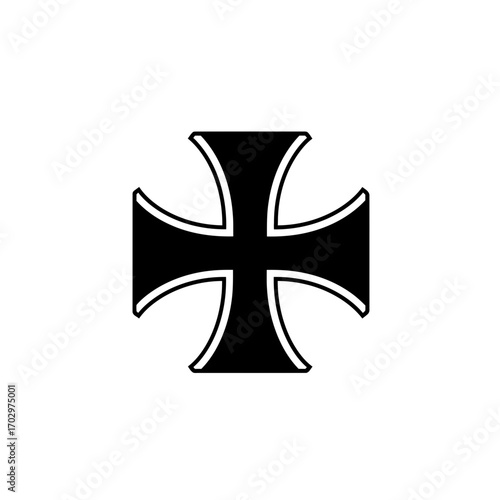 Maltese Cross Icon – Classic Heraldic Symbol Black Silhouette Vector Design
