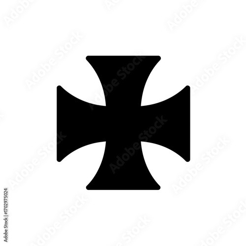 Maltese Cross Icon – Classic Heraldic Symbol Black Silhouette Vector Design