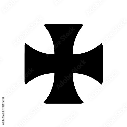 Maltese Cross Icon – Classic Heraldic Symbol Black Silhouette Vector Design