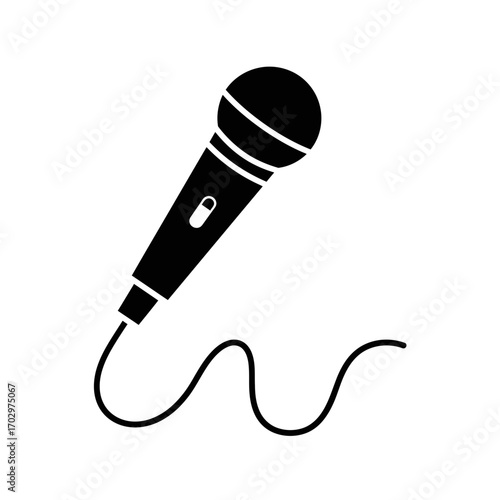 "Microphone Silhouette Vector for Music and Podcast Design"