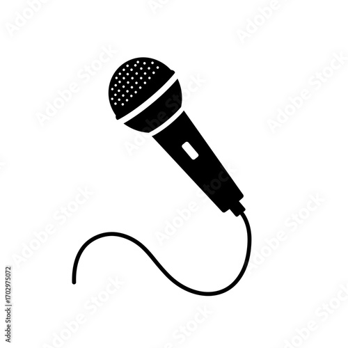 "Microphone Silhouette Vector for Music and Podcast Design"