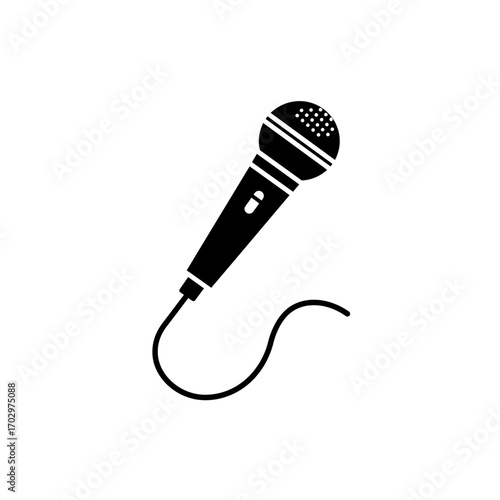 "Microphone Silhouette Vector for Music and Podcast Design"