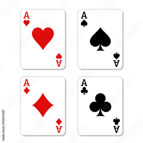 "Playing Cards Four Aces Vector Illustration"