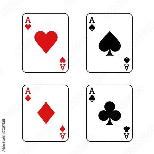 "Playing Cards Four Aces Vector Illustration"