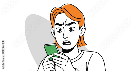 Worried woman reacting to bad news on smartphone with concerned expression and frustration