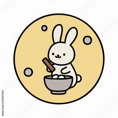 Chuseok icons moon rabbit