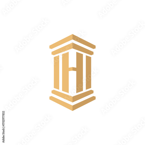 H Letter 3D Law Column Logo