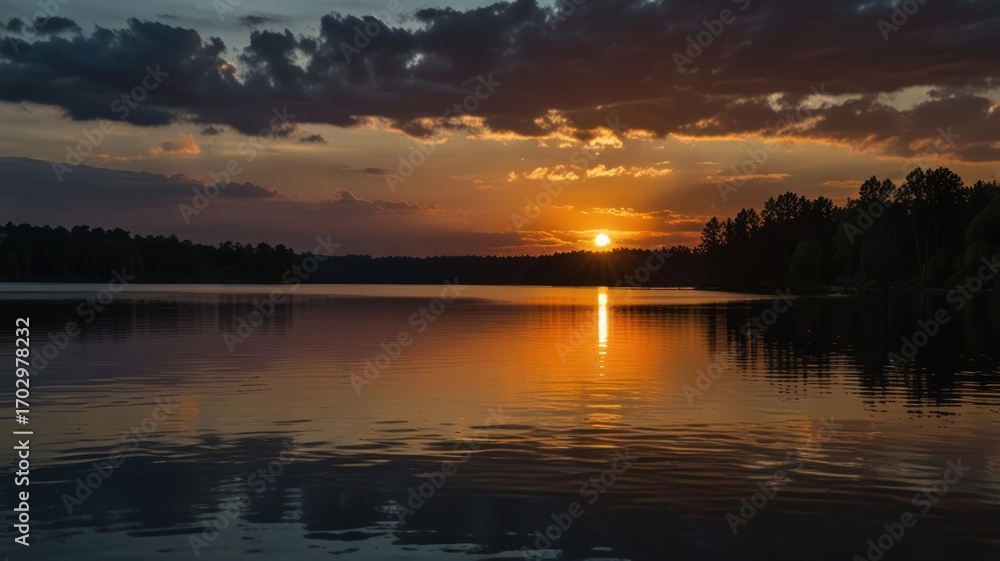 Fototapeta premium Serene sunset over a calm lake