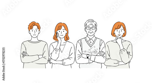 Diverse group of people thoughtfully contemplating ideas and solutions together