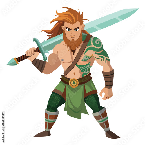 Celtic Prince Fighter with Traditional Claymore