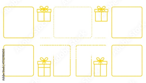 Yellow gift boxes on squares