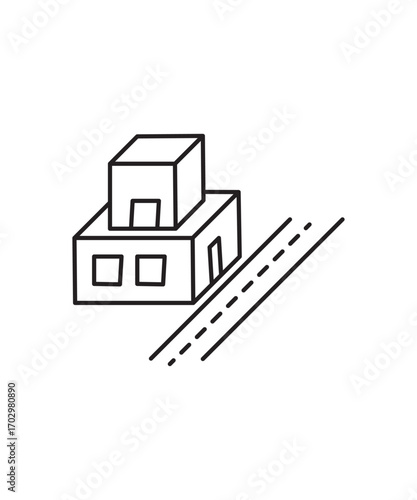 house with road icon, vector best line icon.