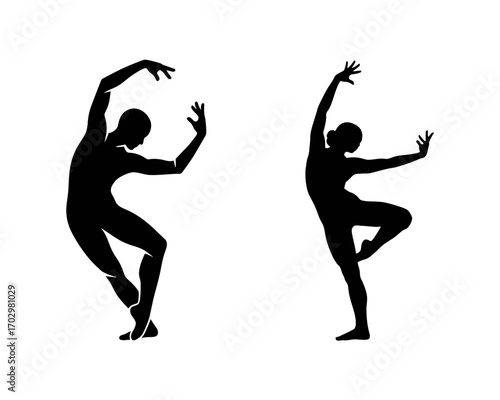 silhouette of two ballet dancers