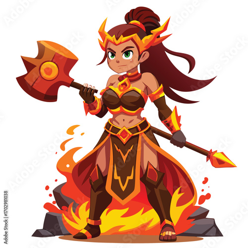 Volcanic Warrior Princess with Lava Hammer