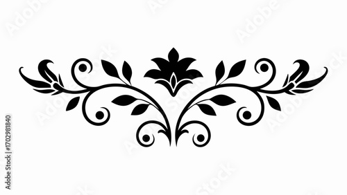 Elegant floral flourish divider element for sophisticated design projects and wedding invitations